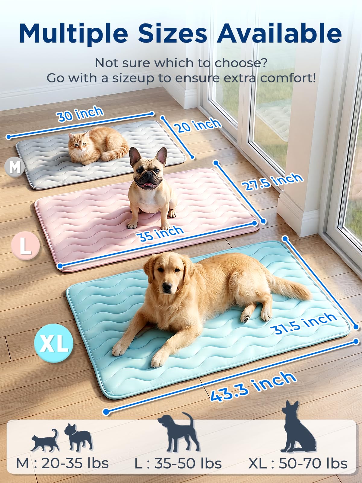 furrybaby Dog Cooling Mat for Medium Dogs, 30"x20" Self Cooling Pet Cooling Mat for Dogs & Cats, QMAX>0.5, Thickened Cool Fiber, Cooling pad for Dog Bed, Durable Portable Indoor/Outdoor Summer,Pink