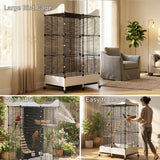 Encrypted Bird Cage Large Bird Cages 57-Inch, Top Storage Space, Bottom Splash Guard with Essential Bird Supplies – Durable & Spacious Aviary – Budgies & Cockatiels