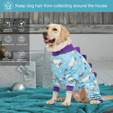 LovinPet Pet Clothes Large Dog, Anti Licking Dog Recovery Clothes, Lightweight Onesie, Starlight Rainbow/Wild Horse Prints American Bully Pajamas, UV Protection, Adorable pet PJ's/Large