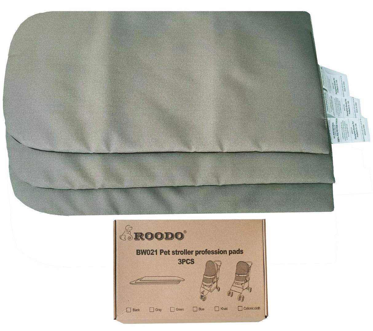 ROODO Pet Stroller Mat for Dogs, Cushion Inner Pad, Exclusive Use, Original, Replaceable, Easy to Clean, Set of 3 pc (Cationic Ash)