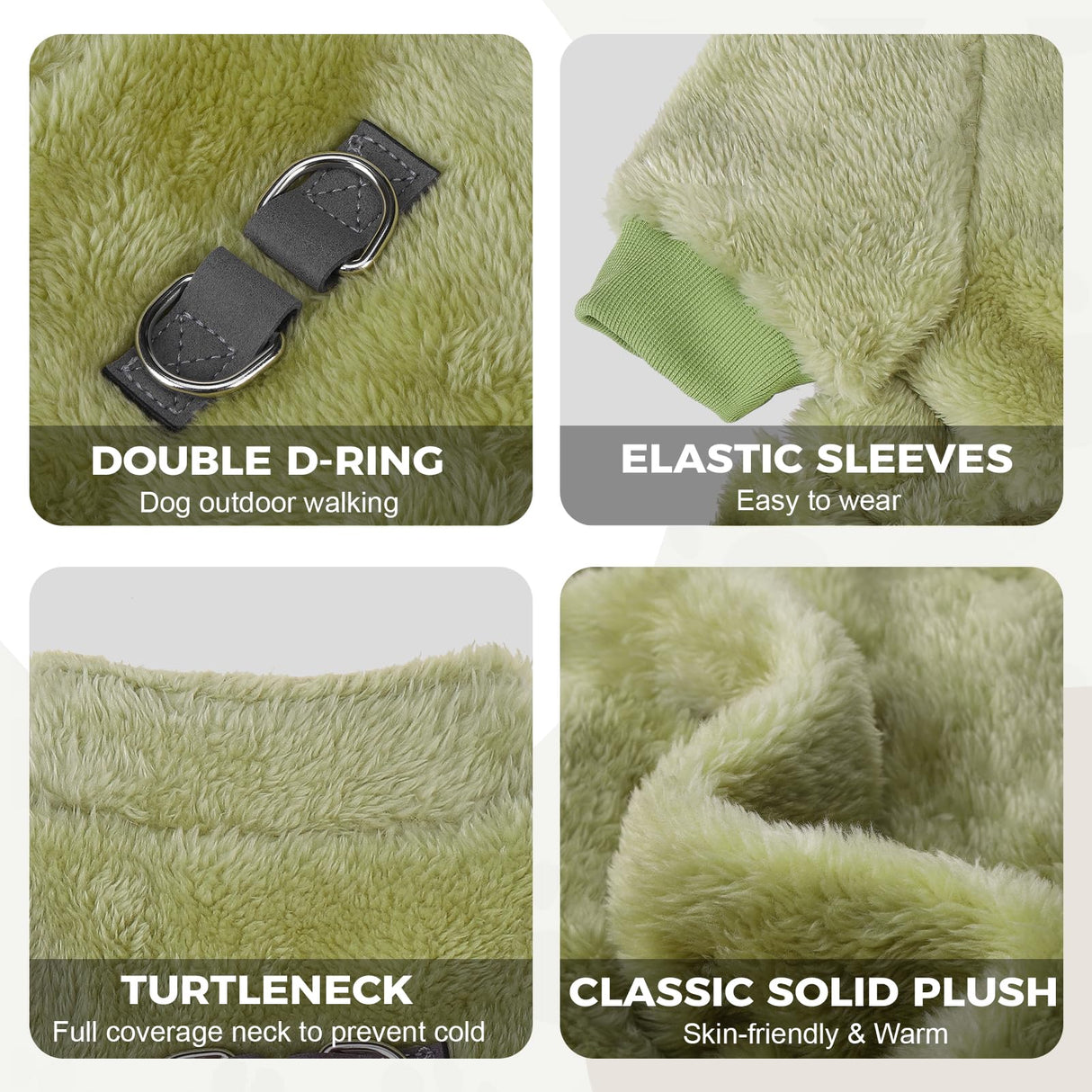 PAWCHIE Dog Fuzzy Velvet Pajamas,Dog Sweater Winter Cloth for Small Dogs Cat,Boy Girl,Pet Jumpsuit, Doggy Apparel for Teacup Yorkie Chihuahua,Green,SM