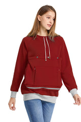 ALYC Cat Dog Carrier Hoodie Big Pet Pouch Sweatshirt Puppy Kitten Holder Carrier Pullover Top Kangaroo Unisex Hoodies Wine Red