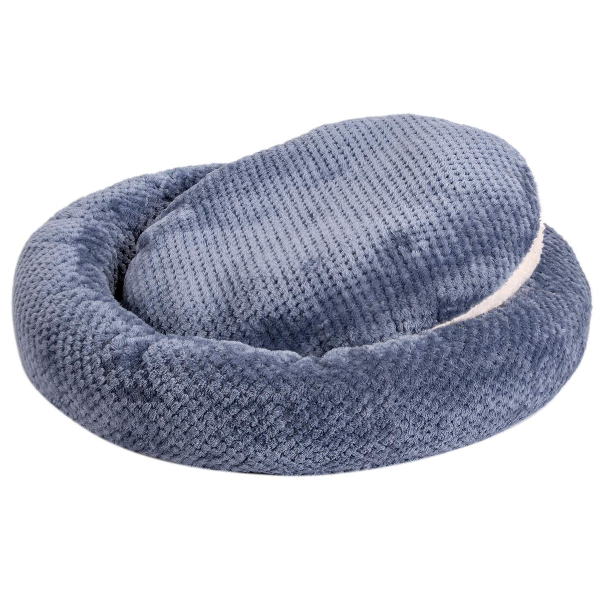 WONDER MIRACLE Fuzzy Deluxe Pet Beds, Super Plush Dog or Cat Beds Ideal for Dog Crates, Machine Wash & Dryer Friendly (24" x 24", Smoked Blue)