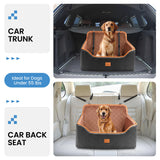 Dog Car Seat for Medium Dogs - Pet Car Seat with 2 Safety Straps & Waterproof Padding, Portable Pet Carrier for Cars, Trucks & SUVs, Comfortable Booster Bed for Pets Up to 55lbs (Black/Coffee)