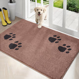 PURRUGS Dirt Trapping Door Mat 34" x 59", Non-Skid/Slip Machine Washable Microfiber Entrance Rug, Shoes Scraper, Dog Doormat, Super Absorbent Floor Mat for Muddy Wet Shoes and Paws, Light Brown