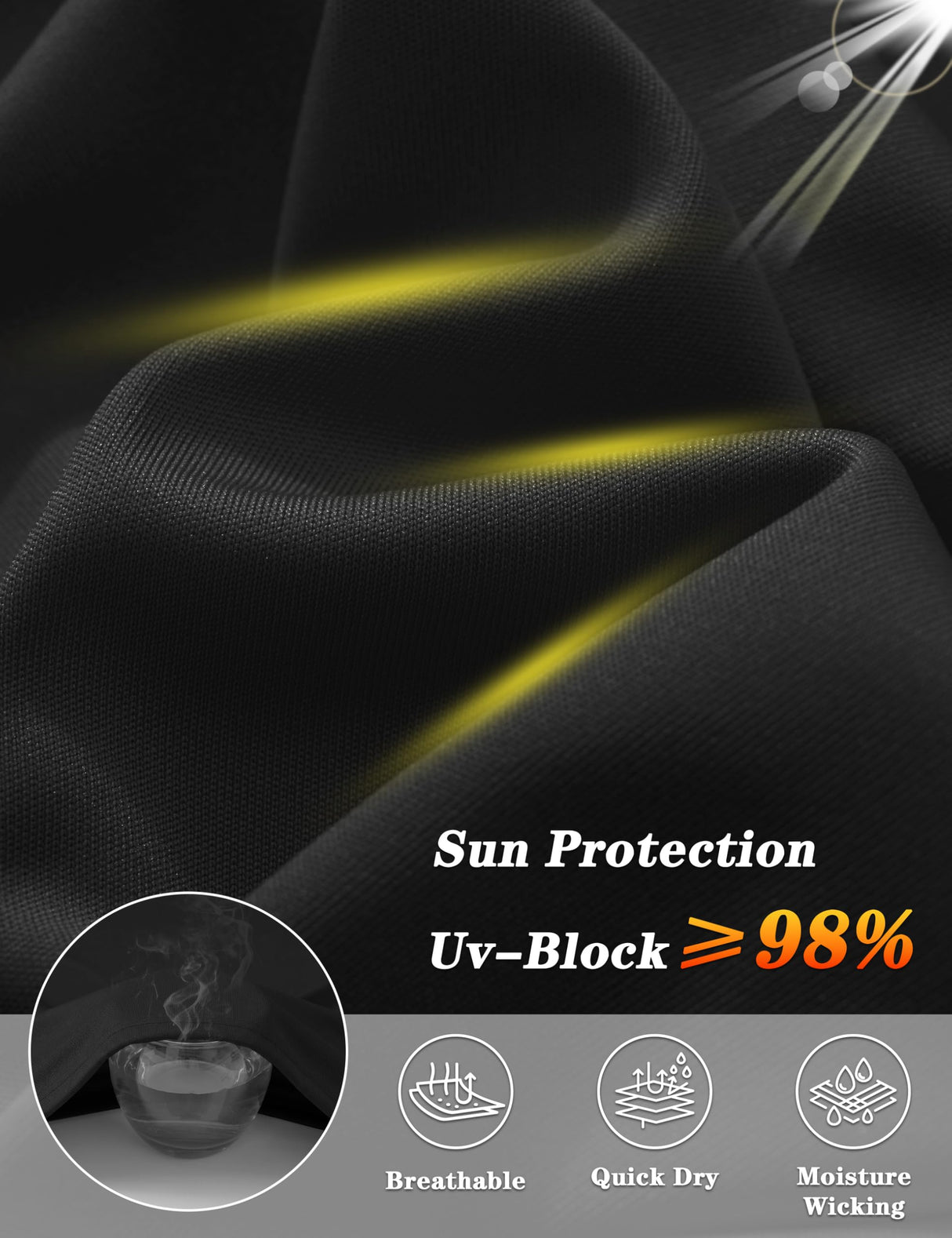 KEFITEVD Mens Athletic Sun T-Shirts Lightweight Shirts UV Protection Clothing for Men Outdoor Hiking Shirts Gym Shirts Sports Shirts Black