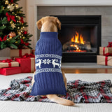 Vehomy Christmas Dog Turtleneck Sweater Christmas Pet Cable-Knit Sweater with Snowflake Pattern Cold Weather Pullover Sweaters Xmas Pet Knitwear Apparel Outfit for Small Medium Large Dogs Navy 3XL