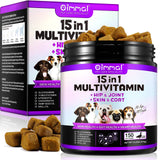 Dog Vitamins and Supplements, 15-in-1 Dog Multivitamin Chews with Glucosamine and Probiotics, Natural Daily Vitamins Treats for Dogs, Pet Health Support-Skin-Immunity-Gut Digestion-Joint-Heart,150pcs