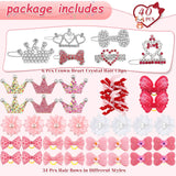 40 Pcs Dog Hair Bows Small Dog Hair Clips Puppy Yorkie Barrettes Princess Style Bow for Cat Party Birthday Grooming Accessories(Pink)