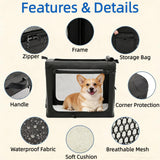Simple Deluxe Collapsible 24 Inch Dog Crate for Small Dogs, Portable Travel Dog Crate 3-Door Foldable Soft Kennel with Durable Mesh Windows for Indoor & Outdoor, Black