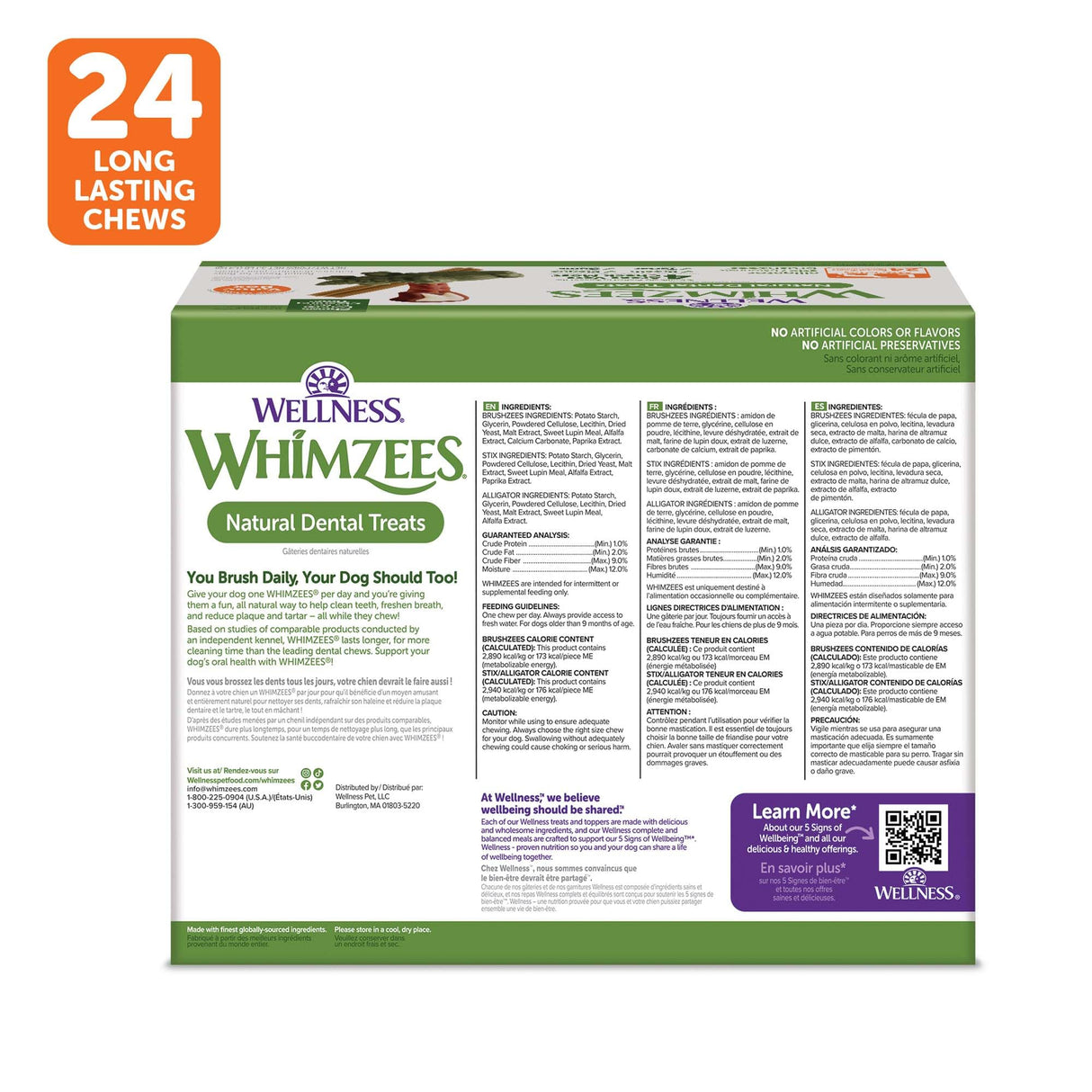 WHIMZEES Wellness Value Box Dog Dental Treats, Large Size, (24 Count)