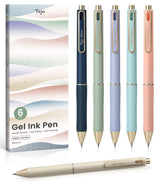 Taja Gel Pens, 6 Pcs Quick Dry Black Gel Ink Pens, 0.5mm Fine Point Smooth Writing Pens for Journaling and Note Taking, Cute Aesthetic Pens for Women & Men-Pastel