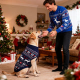 KOOLTAIL Christmas Dog Sweater, Cold Weather Pullover Classic Knitwear, Reindeer Snowflake Pattern Thick Warm Winter Pet Clothes,Cable Knit Sweaters for Small Medium Large Dogs Boy Girl,Navy Blue L/XL