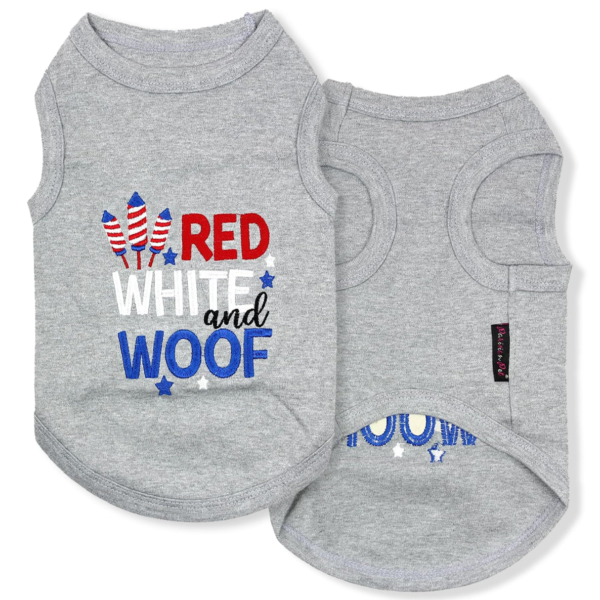 Parisian Pet Patriotic Dog Shirt – 100% Cotton Shirts for Small Dogs – Sleeveless Puppy Clothes – Stylish Dog Apparel for 4th of July – Breathable Clothes for Dogs - Stretchy Pet Vest