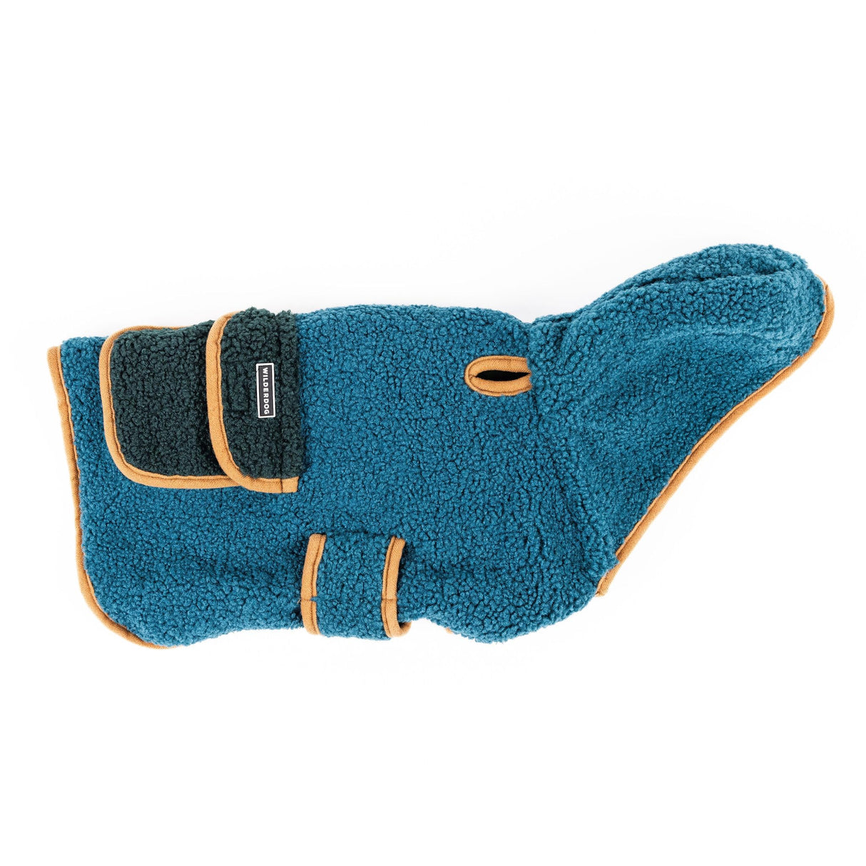 Wilderdog Double-Layered Hooded Sherpa Fleece Dog Jacket with Belly Strap, Leash Hole, Back Snap Pocket