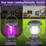 Qualirey Solar Bug Zapper Outdoor Waterproof Mosquito Repellent Outdoor Solar Mosquito Zapper Plastic Ring Bug Lights Insect Mosquito Killer Lamp (Gray Bronze,2 Pcs)