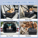 PetsHome Dog Car Seat for Small Dogs, Detachable Washable Pet Booster Seat with Storage Pocket, Breathable Mesh, Safety Leash, Adjustable Straps for Small Pets Up to 25lbs-Black