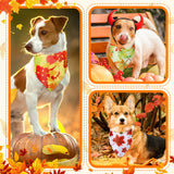 Chunful 100 Pieces Thanksgiving Dog Bandanas Bulk Fall Autumn Pet Bandanas with Leaves Patterns Triangle Scarf Bib Kerchief Set for Small Large Dog Costume Accessories (25.6 x 17.7 x 17.7)