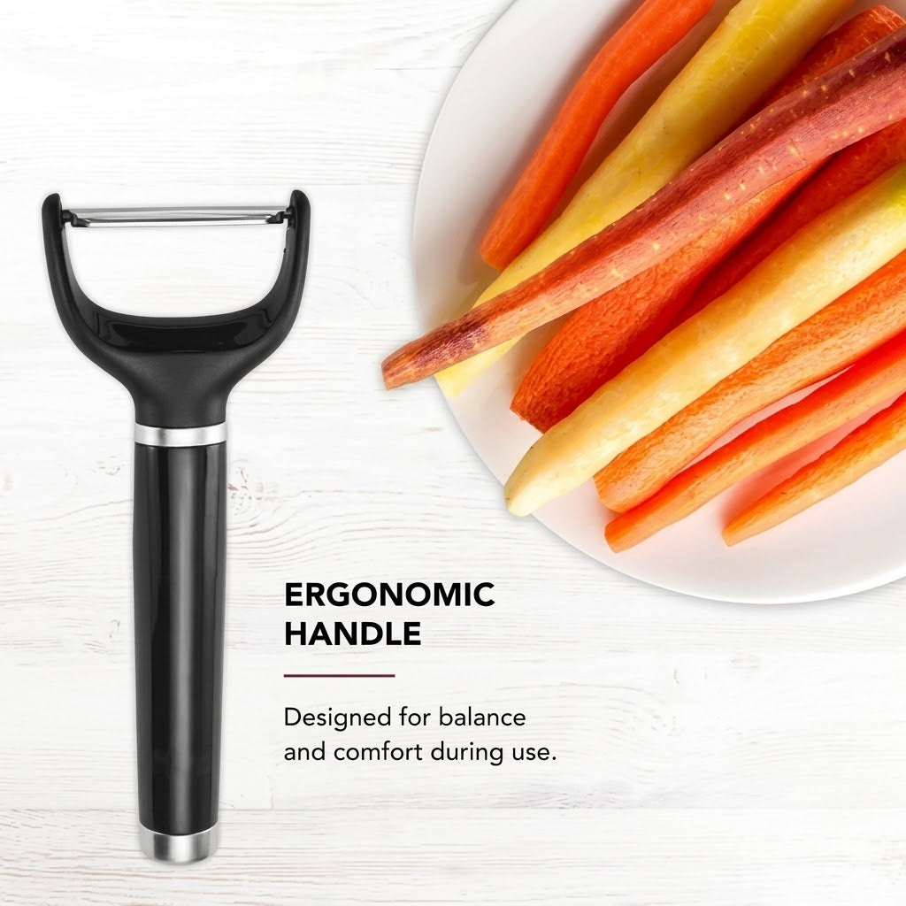 Y Peeler with Ergonomic Handle and Single Edge Blade – Dishwasher Safe with Protective Cover