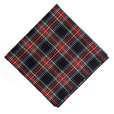 THE WORTHY DOG Classic Tie-On Dog Bandana – Soft Cotton Flannel Square Pet Bandana, Stewart Pattern, Black Multicolored, Small