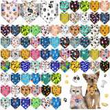72 Pcs Dog Bandanas Bulk Summer Adjustable Washable Pet Triangle Scarf Soft Cute Cartoon Pattern Kerchief Bib for Summer Holiday Small Medium Large Pet Costume Accessories