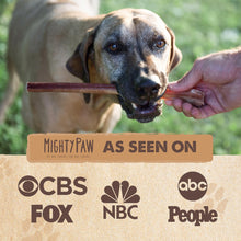 Load image into Gallery viewer, Mighty Paw Long Lasting 12" Bully Sticks for Dogs - All Natural Grass Fed Beef Chews. Lower Odor Dog Bully Sticks for Large Dogs, Medium and Small Breeds. Single Ingredient Treats
