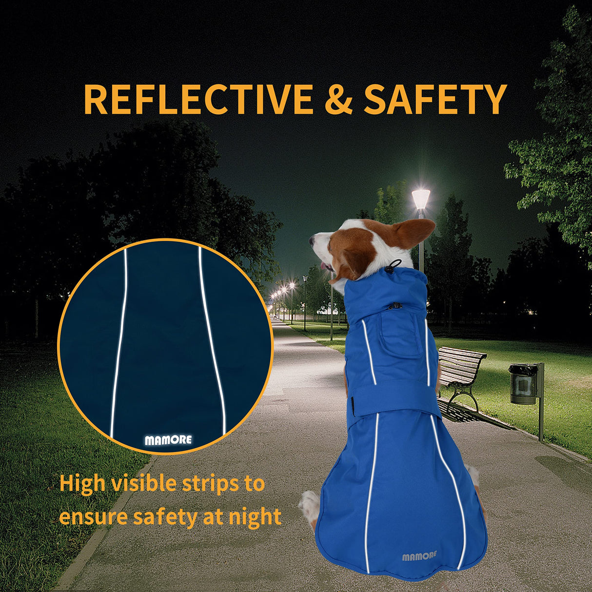 Adjustable Waterproof Dog Raincoat for Dogs,Lightweight Pet Rain Jacket Puppy Clothes with Reflective Strip for Small Medium Large Dogs (Yellow, Large)