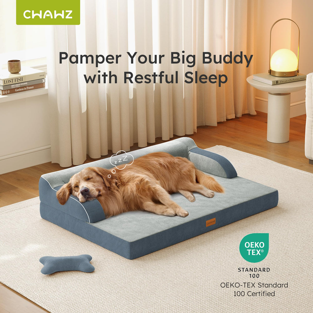 CWAWZ XL Orthopedic Dog Bed, Extra Large Dog Bed, Dual-Sided Pet Cooling Beds with Memory Foam Washable Cover Nonslip Bottom, Waterproof XLarge Pet Couch Beds with Bolsters, Dark Grey