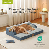 CWAWZ XL Orthopedic Dog Bed, Extra Large Dog Bed, Dual-Sided Pet Cooling Beds with Memory Foam Washable Cover Nonslip Bottom, Waterproof XLarge Pet Couch Beds with Bolsters, Dark Grey