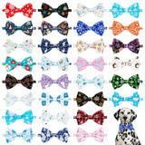 Pai Sence 30 PCS Winter Dog Bow Ties Bulk for Medium Large Dogs Winter Dogs Bowties with Adjustable Ties Bow Ties Party Grooming L