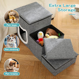 Crispedia Dog Stairs for Small Dogs, 3-Step Non-Slip Pet Stairs for Cats, Small Dog Steps with Storage and Condo, Indoor Cat Steps for Older Cats, Arthritis-Friendly, Grey