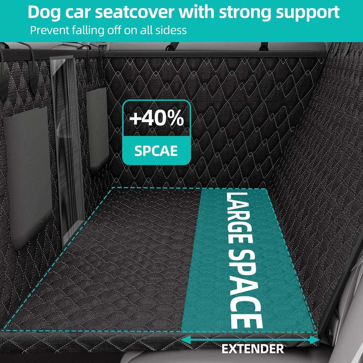 Petiza Back Seat Extender for Dogs Hard Bottom Dog Car Seat Cover for Back Seat Heavy Duty Scratch Proof Nonslip Durable Soft 100% Waterproof Dog Hammock for Car Truck SUV