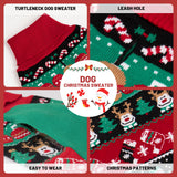 cyeollo Dog Christmas Sweater, Turtleneck Knitted Sweaters with Leash Hole Soft Pullover Clothes, Warm Dog Outfit Xmas Clothes for Small Dog & Cat, S