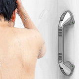 AquaChase 17“ Suction Shower Grab Bar with Indicators, Tool-Free Installation, Steady Handle for Balance Assist for Bathtub, Toilet, Bathroom, Dual Tone, Silver/Gray 2-Pack