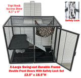 X-Large 31"x18.5"x53.5"H Deluxe Double Unit 4-Tiers Tight 1/2-Inch Bar Spacing Large Front Doors Water Bottle Food Bowl Feisty Ferret Hammock Squirrel Chinchilla Rat Small Animal Critter Rolling Cage