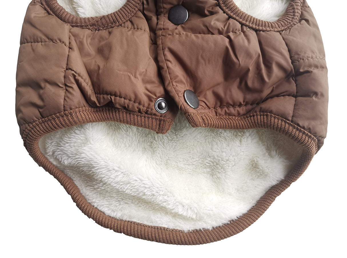 Vedem Dog Windbreak Puffer Vest Coat Pet Quilted Fleece Cold Weather Dog Clothes (L, Coffee)