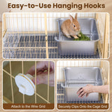 Aothey Rabbit Litter Box, Extra Large Bunny Litter Box with 304 Stainless Steel Sifting Tray & Hooks, Rabbit Litter Box, Easy to Clean and Odor Control (17.7" × 13.8" × 5.9")