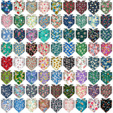 72 Packs Dog Bandanas Bulk Buffalo Plaid Cat Bandana Summer Scarf Triangle Fruit Drool Bibs Washable Adjustable Kerchief Dog Cat Bandana for Beach Small Medium Pet Supplies(Flower)