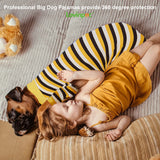 LovinPet Big Dog Pajamas, Cotton Black and Yellow Stripe Dog Shirt, Full Coverage Dog Onesie, Pet Pajamas for Dogs, Stop Shedding for Dogs, Pet PJ's, 3XL