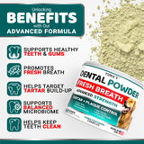 Advanced Dog Dental Powder, Breath Freshener, Dog Teeth Cleaning Powder, Bad Breath & Tartar and Plaque Off Remover for Dogs with Probiotics lab co, Pet Oral Care - 60 Scoops - Made in USA