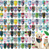 Kacctyen 100 Pcs Dog Bandanas Summer Bulk Hawaiian Dog Adjustable Cute Washable Triangle Kerchief Scarf Bibs for Small to Medium Pet Seasonal Party Costume Accessories