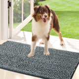 Bedsure Dog Door Mat for Muddy Paws, High-Low Absorbent Chenille Indoor Entrance Mud Dirt Trapper Soak-Stopper, Machine Washable Non-Slip Entryway Rug for Pets, 35"x24" Grey