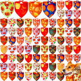 Locmeo 100 Pcs Fall Dog Bandanas Bulk Autumn Thanksgiving Day Dog Bandanas Adjustable Pumpkin Maple Leaves Pattern Pet Bibs Triangle Fall Thanksgiving Scarf Costume for Small Medium Pet Puppy(M)