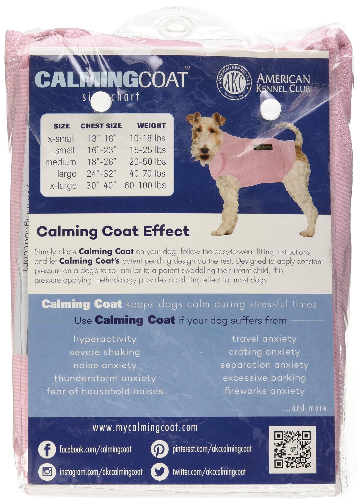 American Kennel Club Anti Anxiety and Stress Relief Calming Coat for Dogs, Extra Large, Pink