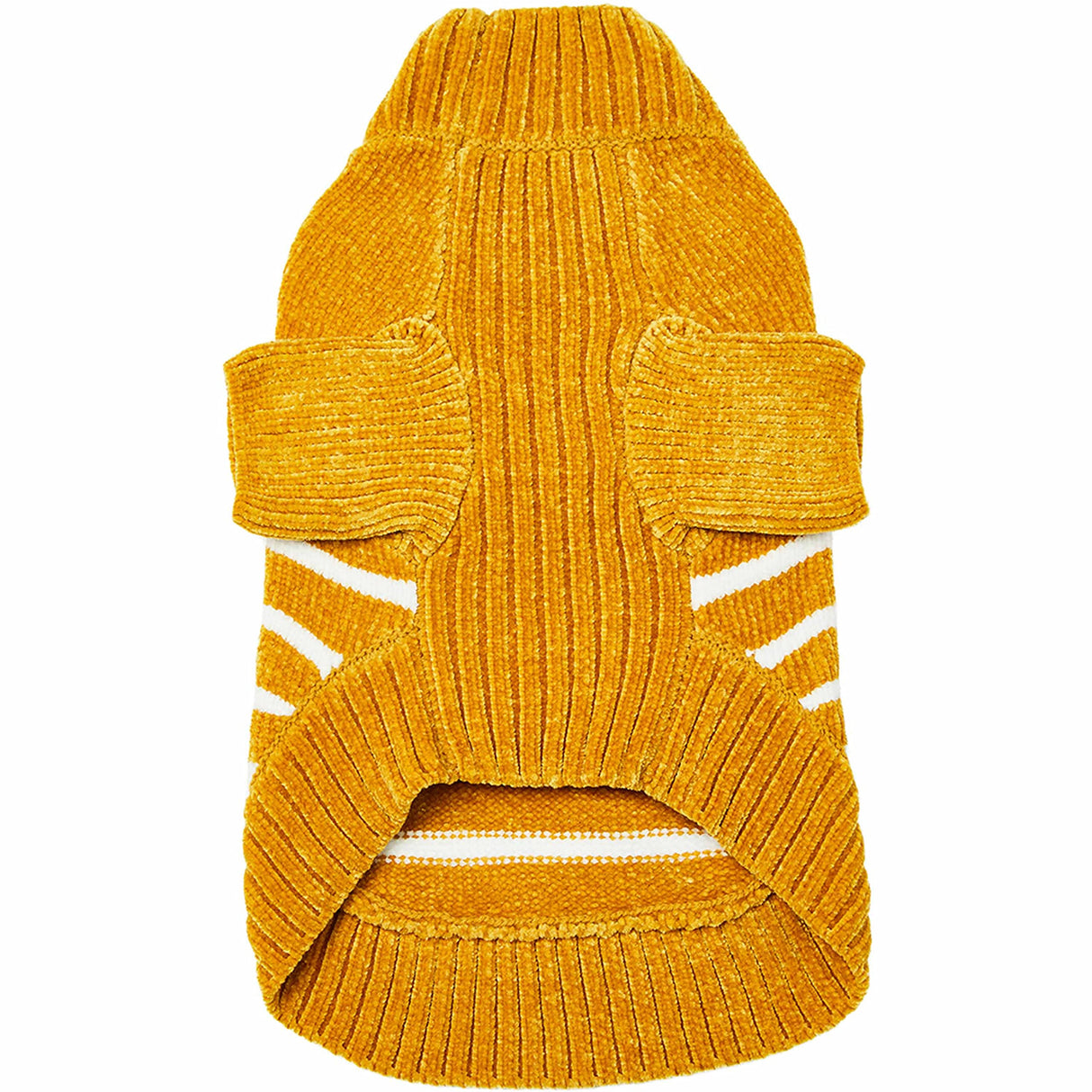 Blueberry Pet Cozy Soft Chenille Classy Striped Dog Sweater in Mustard, Back Length 18", Pack of 1 Clothes for Dogs