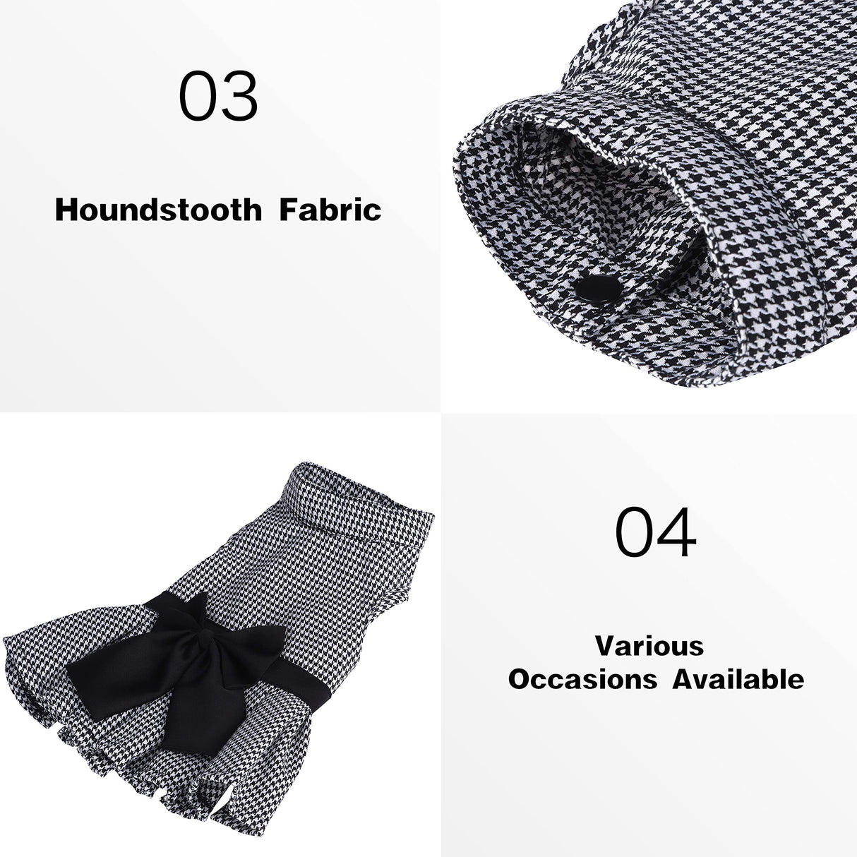 Dog Dress with Bowknot, Fashional All Weather Puppy Clothes Wedding Holiday Princess Pet Dresses for Small Dogs Cats Girl (White&Black, Small)