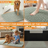 Neater Pets Muddy Paws Dog Door Mat 24” x 17” – Super Absorbent & Quick-Dry Chenille Doormat for Trapping Dirt, Water, Mud - Non-Slip & Machine Washable Pet Rugs for Entryway, Indoor Mud Mats, Green