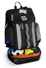 Mobile Dog Gear, Dog Travel Bag, Drop Bottom Week Away Backpack for Medium and Large Dogs, Includes 2 Lined Food Carriers and 2 Collapsible Dog Bowls, Black