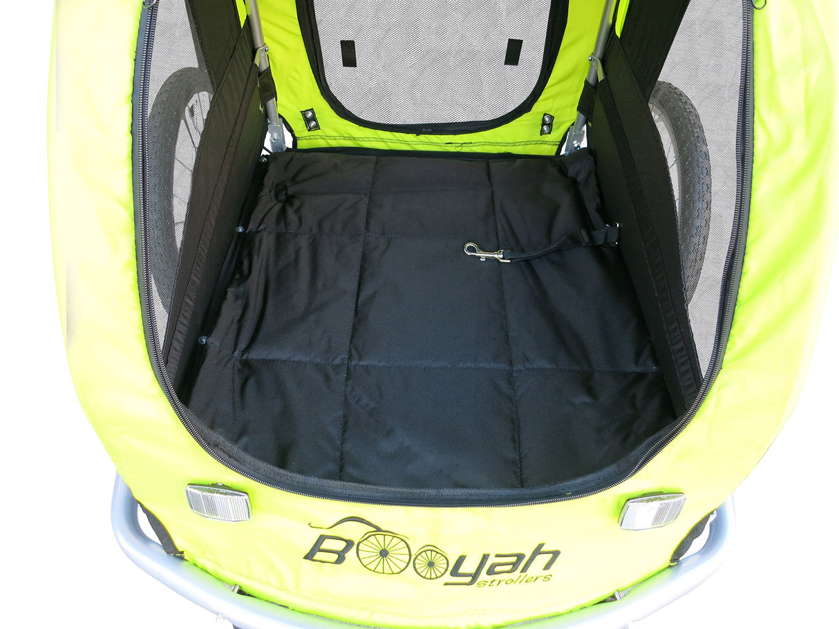 Booyah Large Pet Bike Trailer Dog Stroller & Jogger with Shocks Non Tipping. Green/Yellow