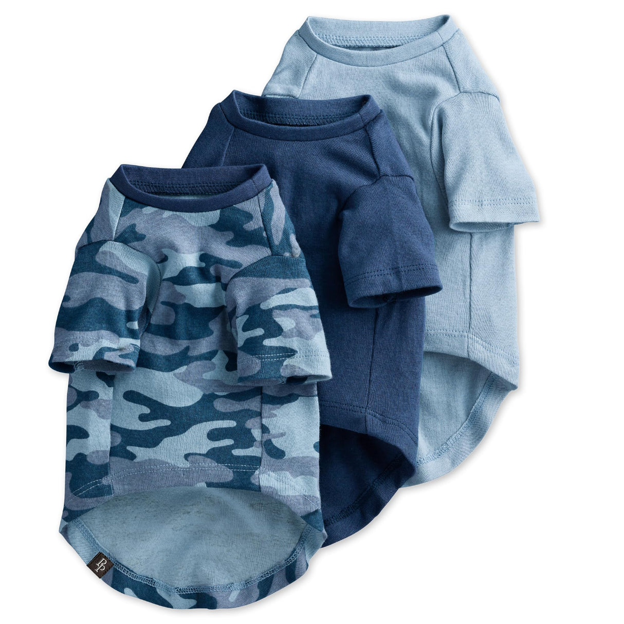 Pet Passion Toby II - The Perfect Tee, 3 Pack Short Sleeve Pet T-Shirt 100% Organic Cotton Tees Clothes for Small, Medium, Large Dogs, Navy Camo, Small (10-25 lbs)